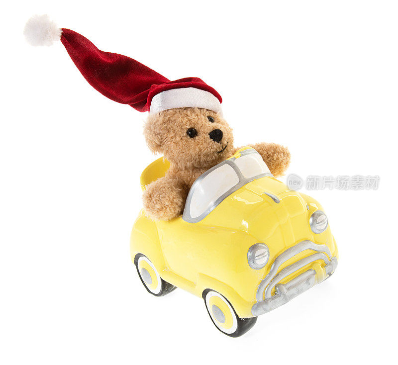 玩具车里的圣诞泰迪圣诞老人