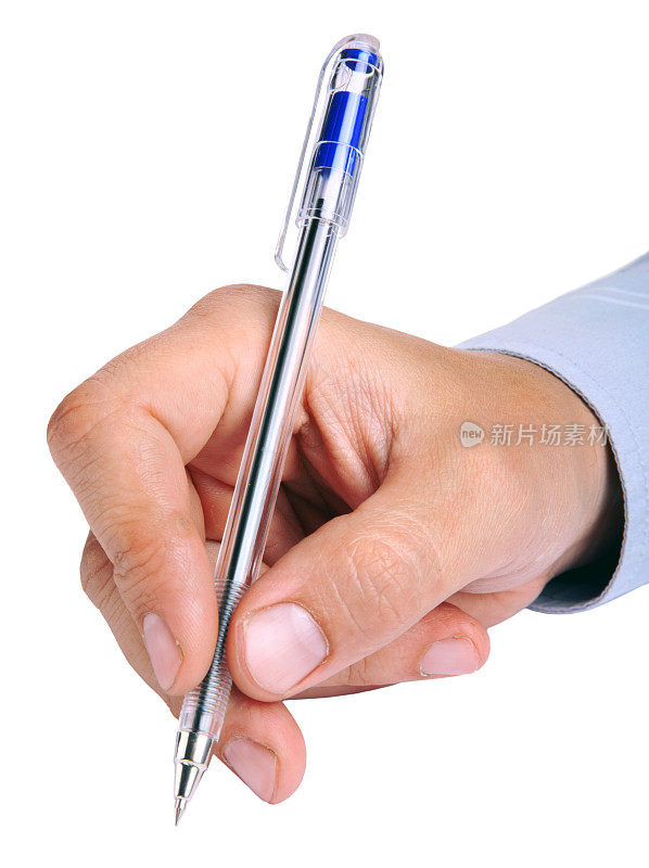 男人的手和一支笔