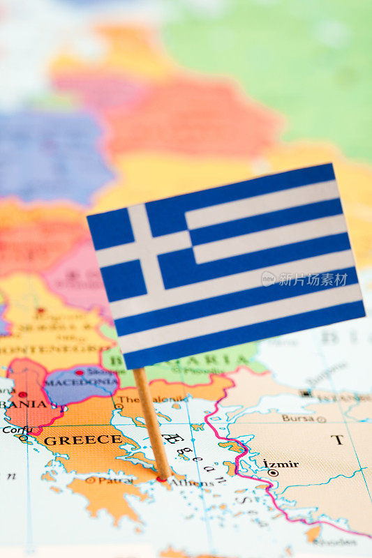 希腊地图和旗帜