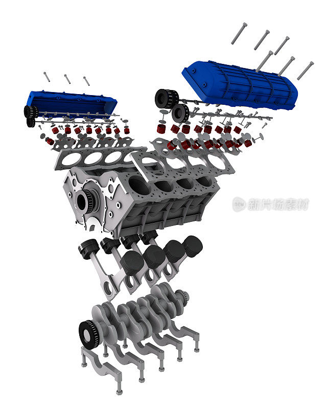汽车发动机部件-爆炸视图