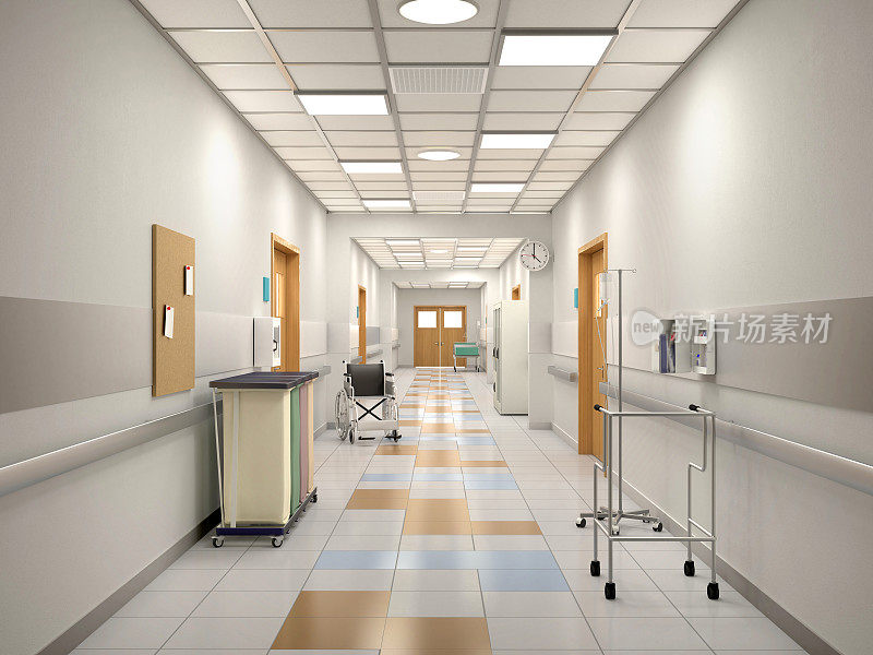 医院走廊的内部。