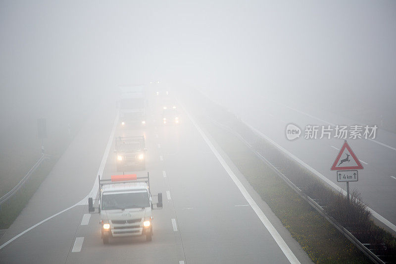 公路上的交通有雾