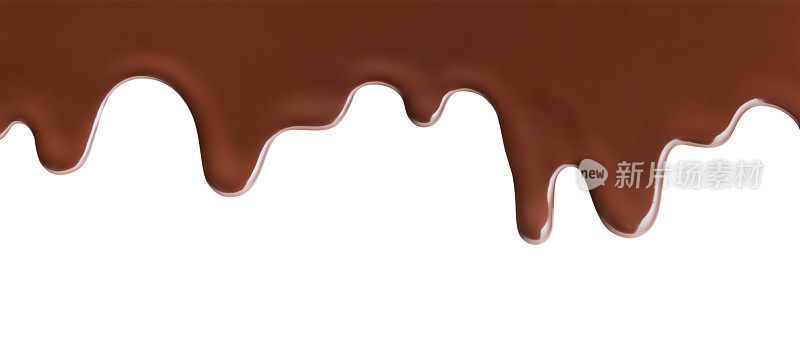 白色背景下融化的巧克力