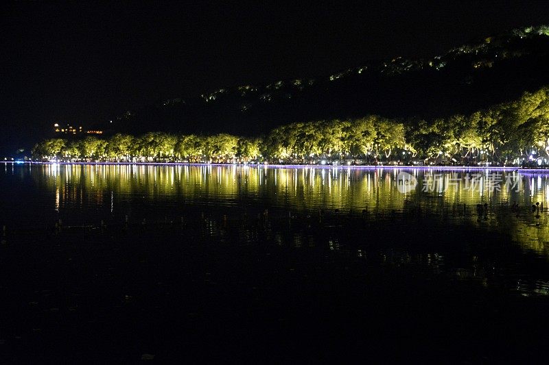 西湖夜景，杭州，浙江省，中国