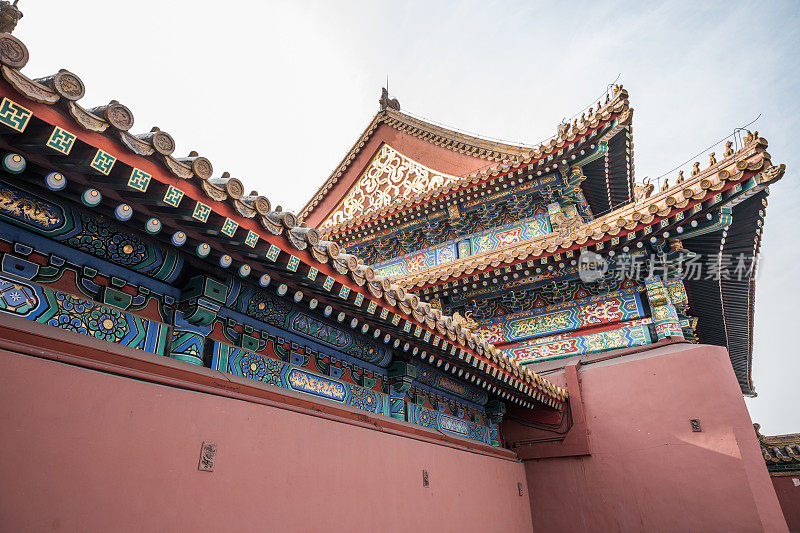 中国北京紫禁城的屋顶细节