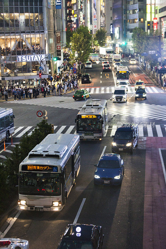 日本东京市中心涩谷路口的交通状况