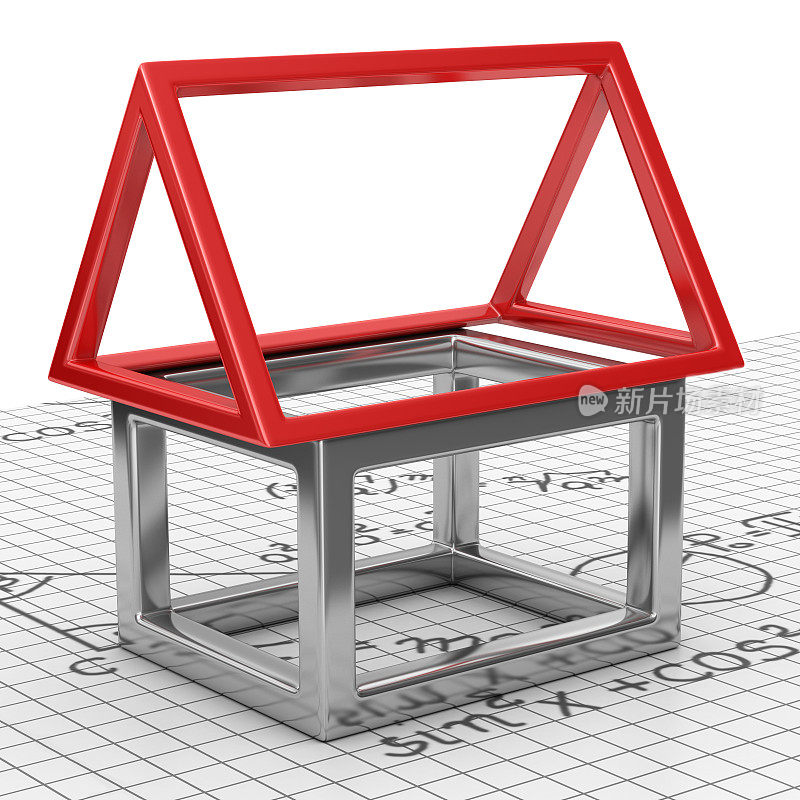 房子图标站在一个方格表和数学符号