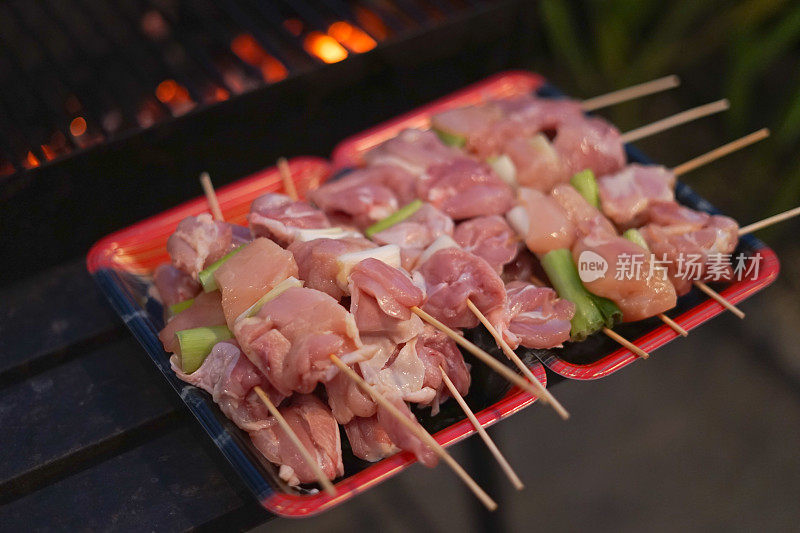 日本烧烤烤鸡肉串