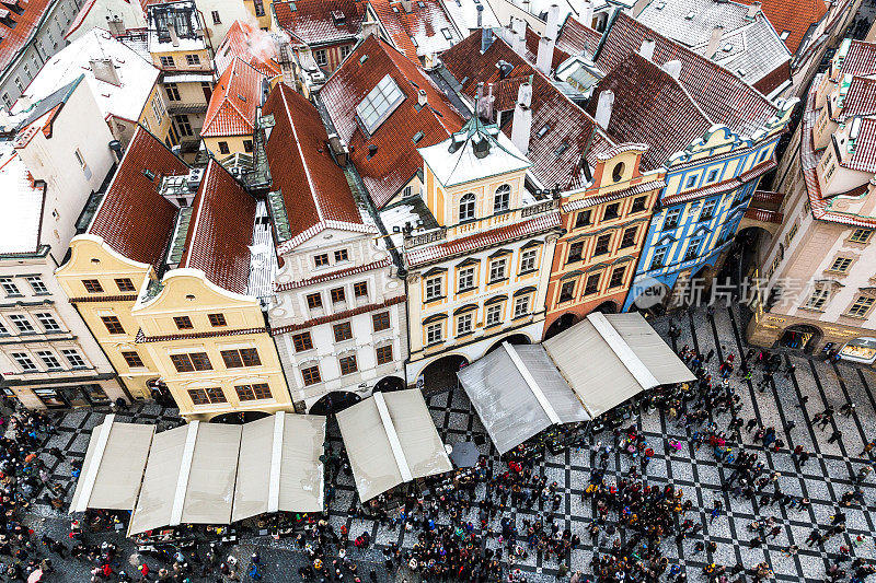 捷克共和国布拉格的圣诞市场和老城