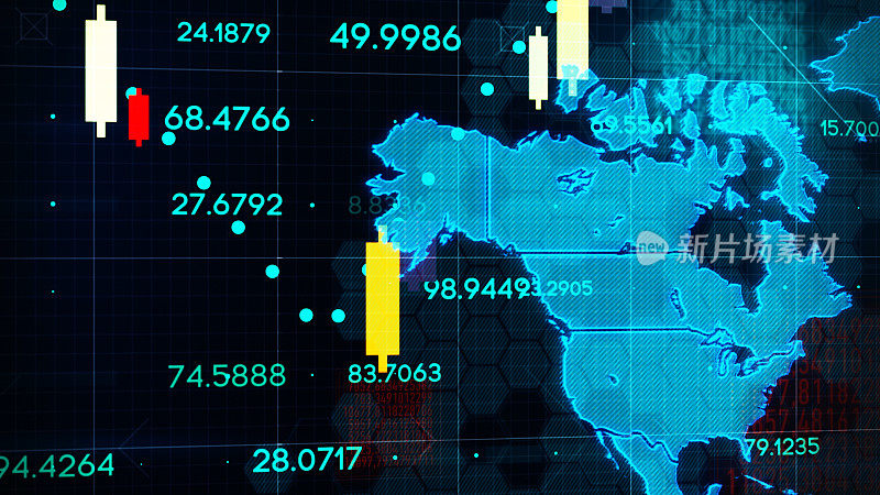业务交换货币图表背景与世界地图4K