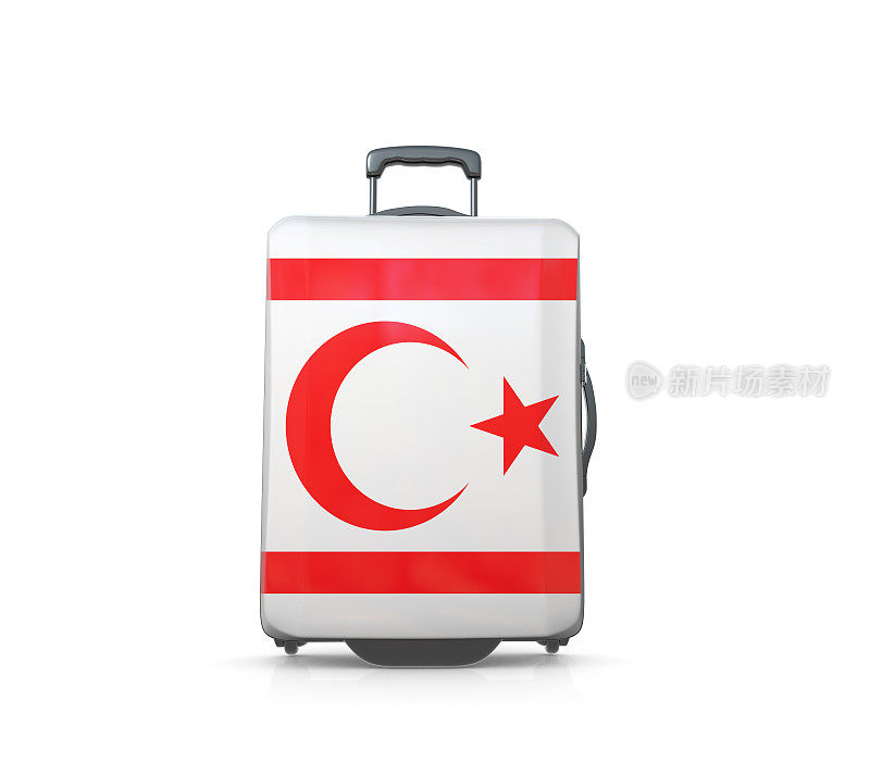 北塞浦路斯度假和旅游目的地旗帜彩绘手提箱的概念