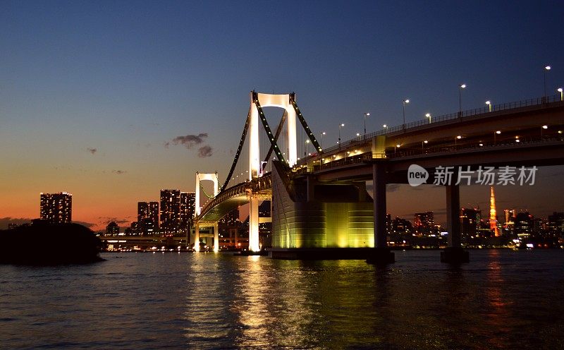 从东京台场可以看到彩虹桥的风景