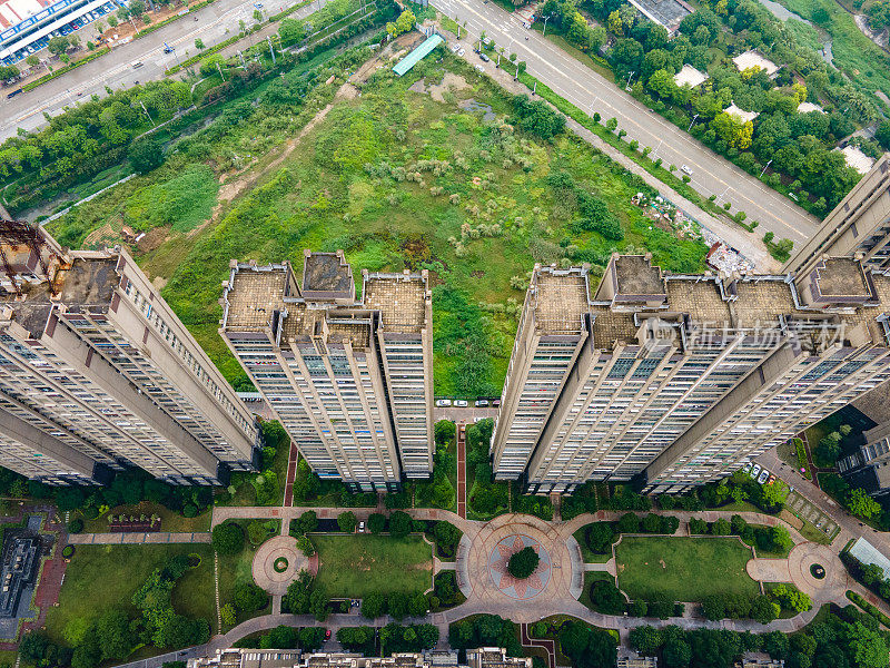 城市居住区高层建筑鸟瞰图