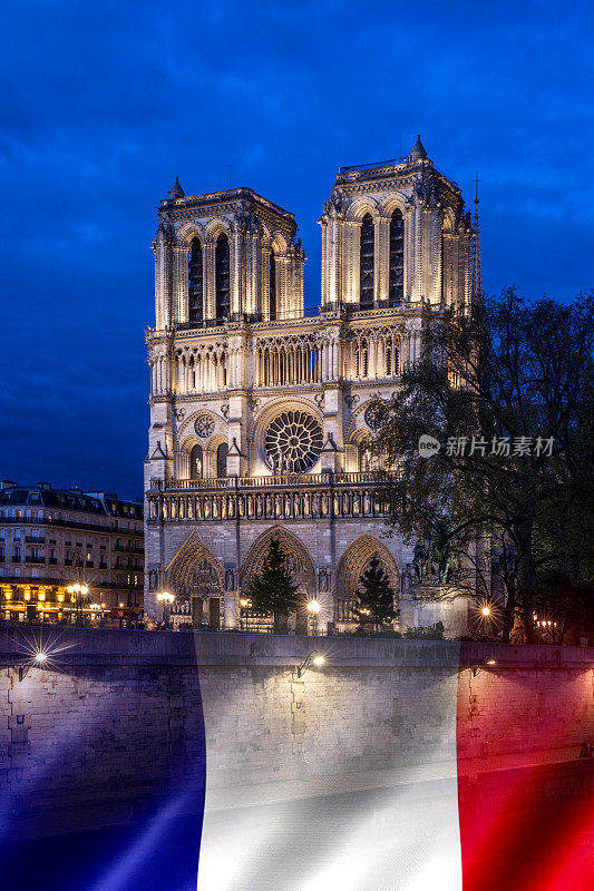 巴黎圣母院的夜景