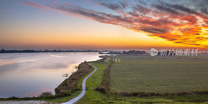 荷兰圩田景观的空中全景图