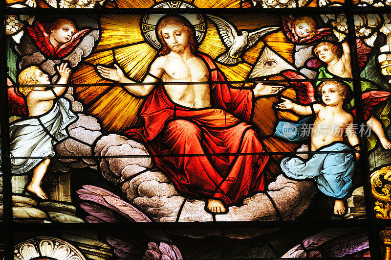 耶稣基督的彩色玻璃窗细节