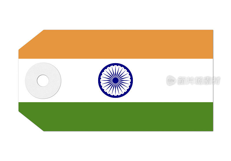 白色的印度国旗标签或行李标签