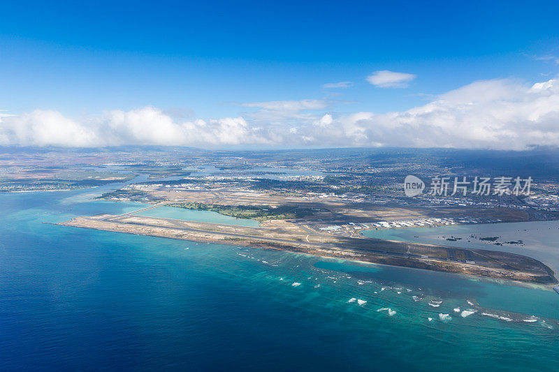 檀香山机场鸟瞰图，HNL，夏威夷