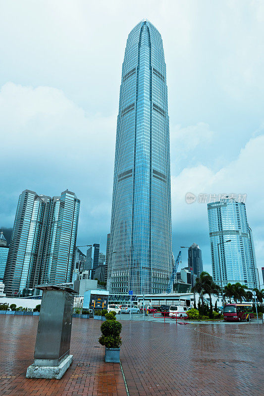 晚上下雨的香港岛，中国，亚洲