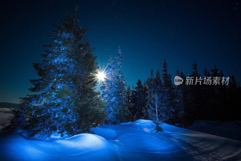 雪山里的夜月