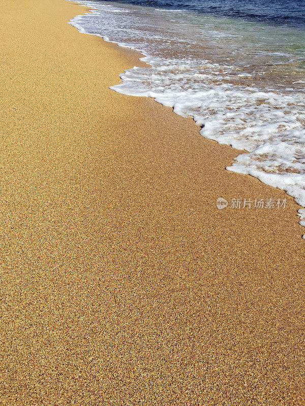 夏威夷海滩上的金色沙滩和浪花