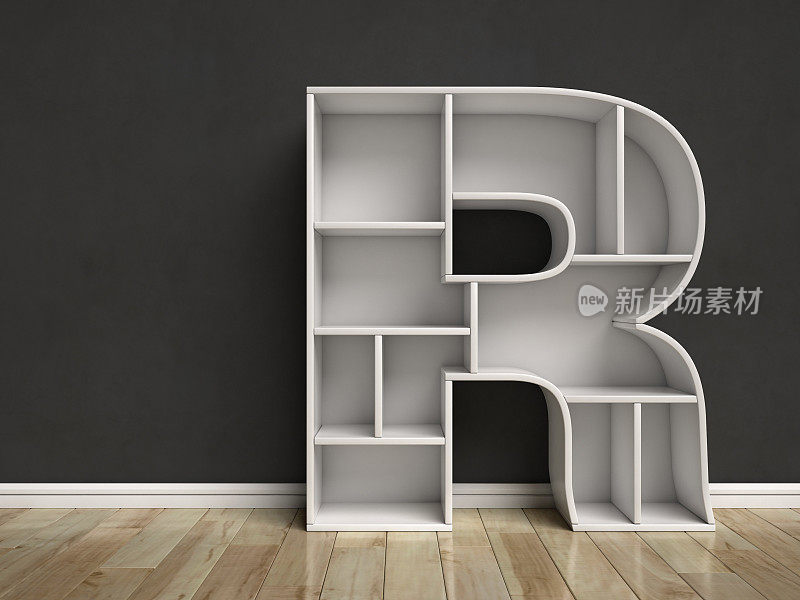 架子字体模拟室内场景字母R