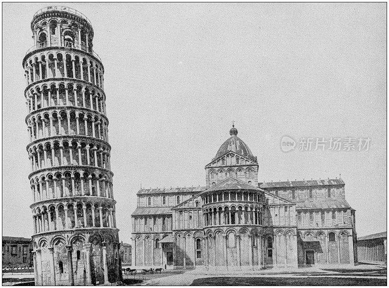 世界著名景点的古老照片:意大利比萨斜塔