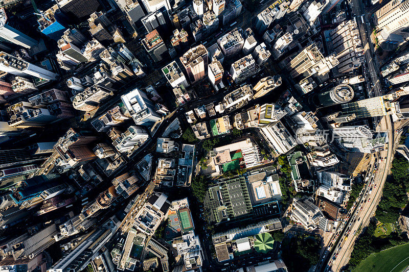 香港市区鸟瞰图。