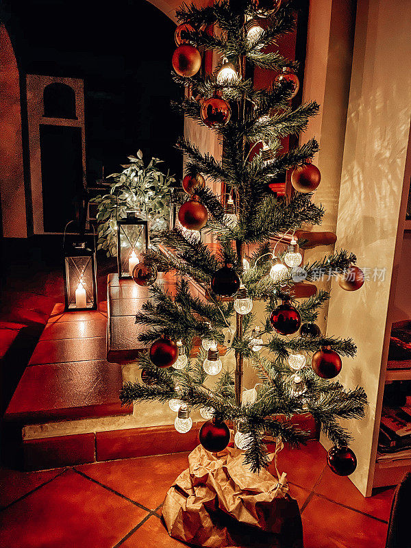 家里有圣诞树和灯笼