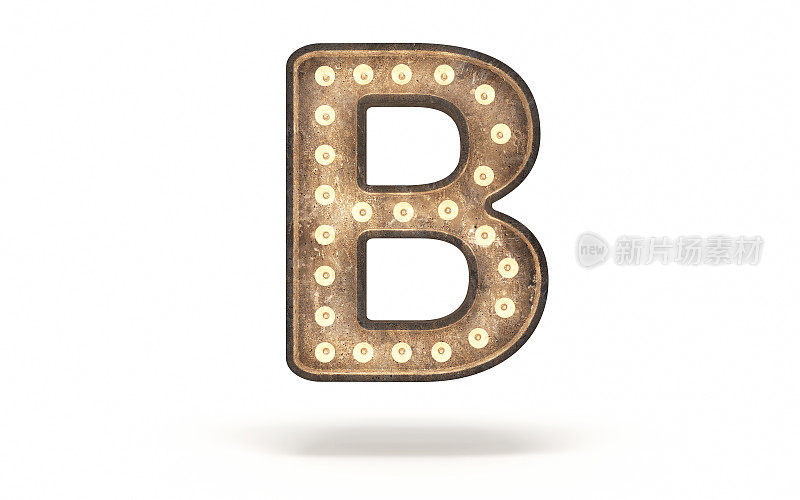 字母B用混凝土覆盖的灯泡装饰