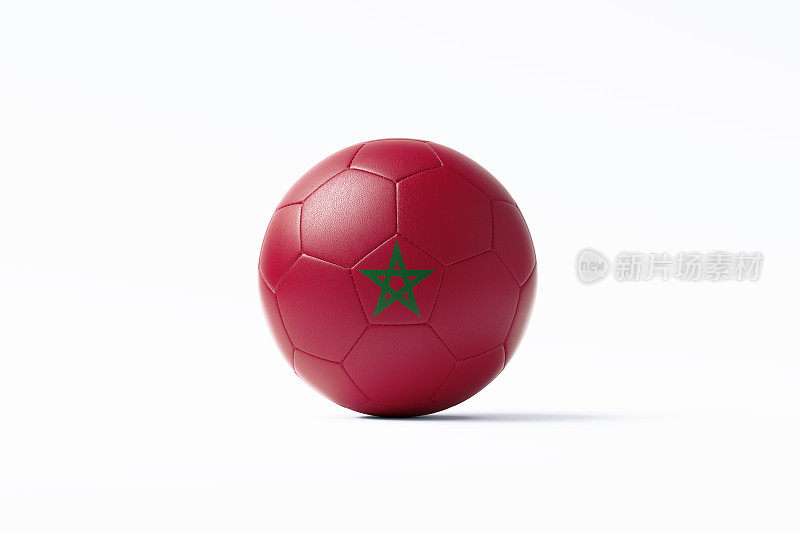 摩洛哥国旗白色背景的足球——卡塔尔2022年世界杯预选赛