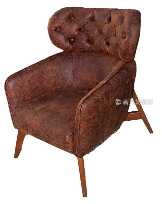 复古棕色皮革扶手椅