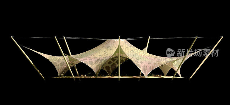 voronoi图案的大型活动和聚会有机帐篷立面