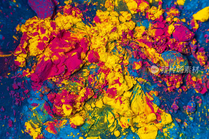 粉末五颜六色的颜色混合在一起。纹理抽象现代背景
