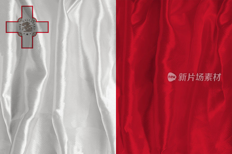 以丝绸为背景的马耳他国旗是一个伟大的国家象征。国家的官方国家象征