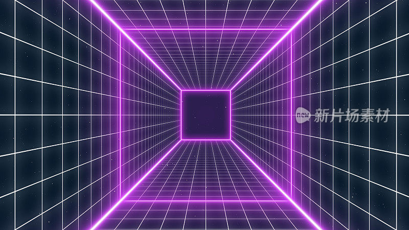 未来霓虹灯紫外线荧光隧道