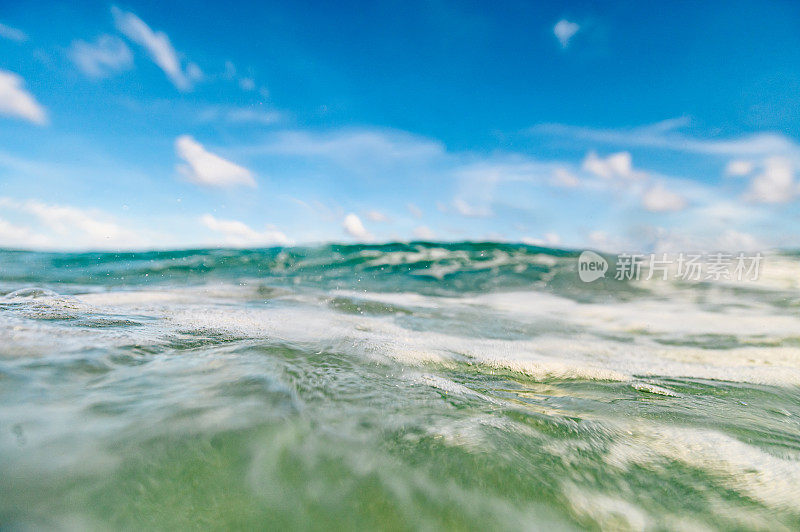 海洋风景优美，水下有海天浪，海滩有佛罗里达棕榈滩