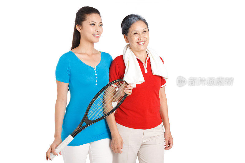 母女打网球运动
