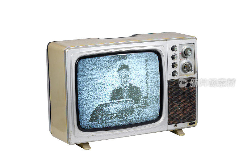 一台有白色背景噪音的旧电视