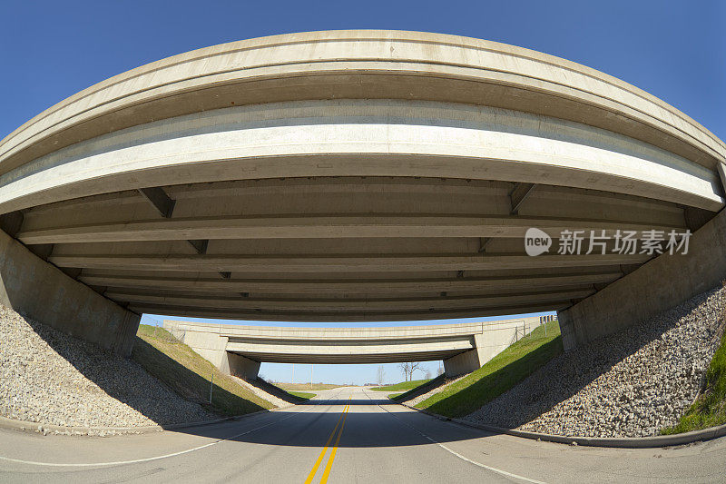 新清洁高速公路立交桥，鱼眼视角