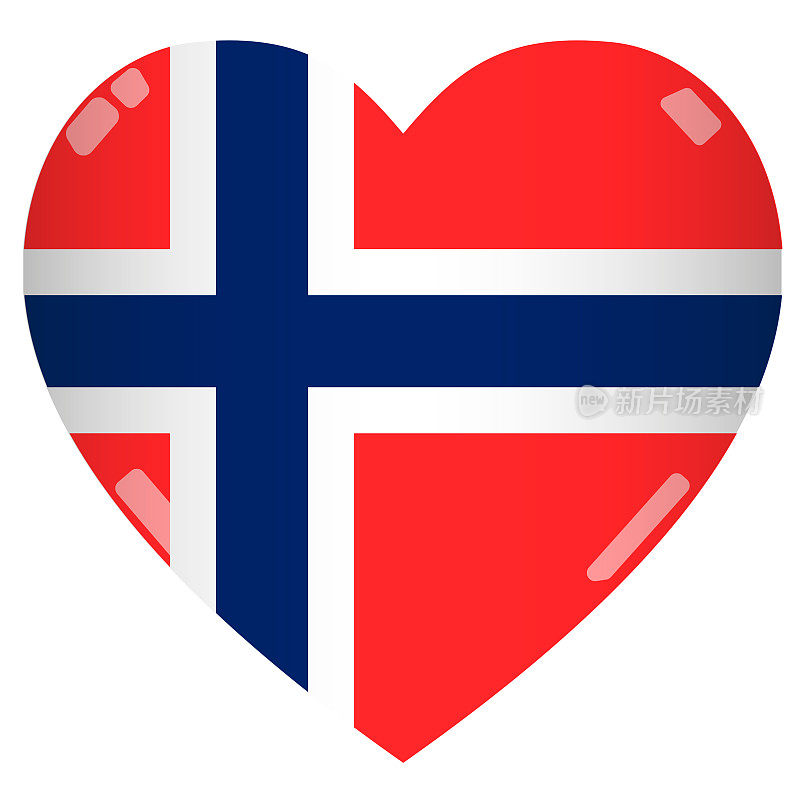 闪亮的2D挪威国旗心