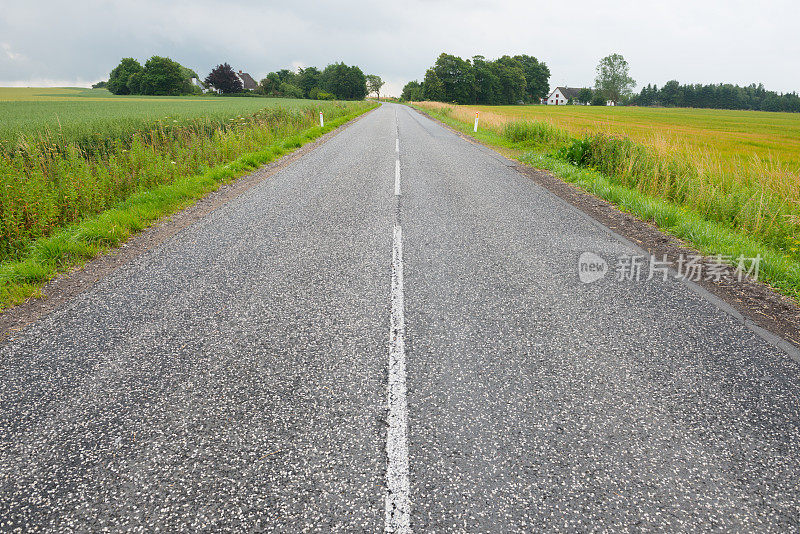 笔直的路穿过五彩缤纷的风景