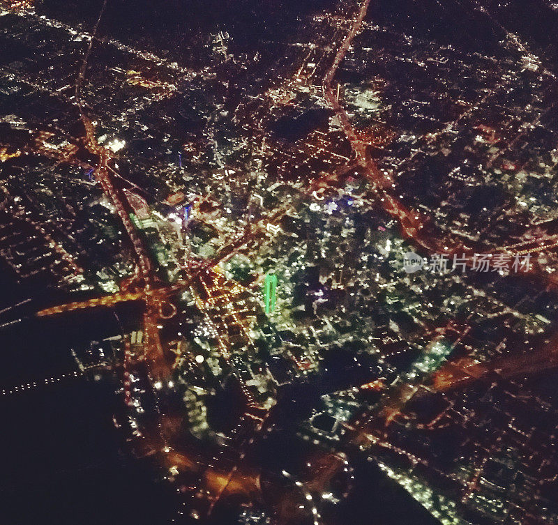 空中夜景达拉斯德克萨斯城市城市景观