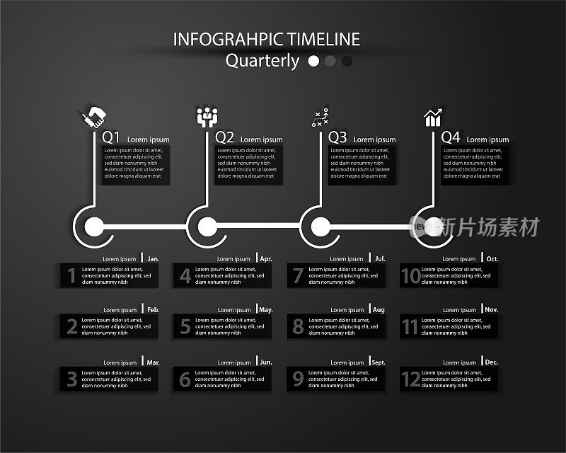 信息图时间线，用于多种用途。