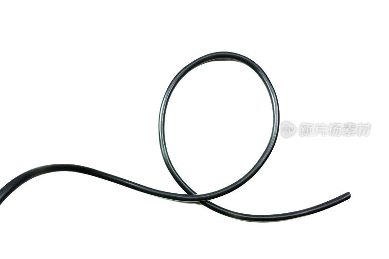 黑色电线电缆隔离在一个白色背景抽象。