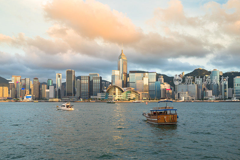 香港维多利亚港日落