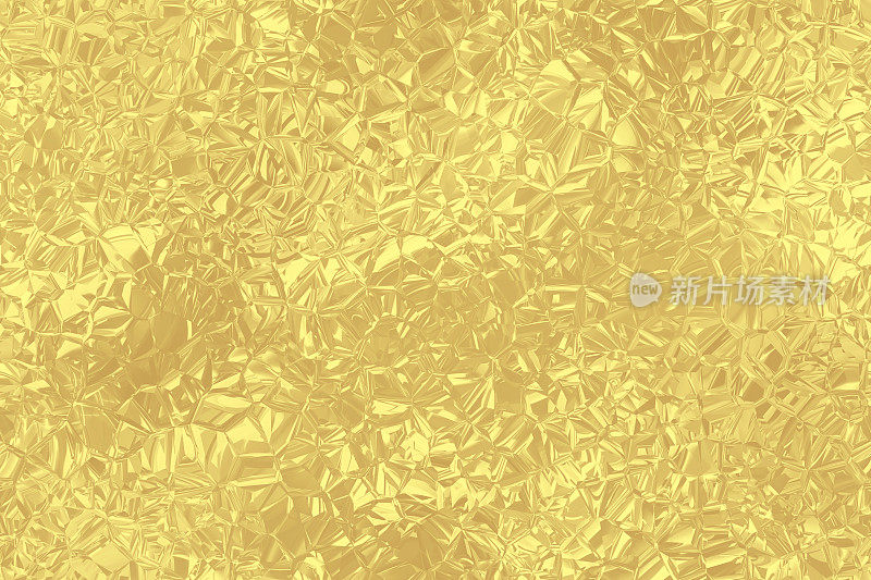 金色圣诞背景箔褶皱的假日纹理闪亮的黄色皱巴巴的纸明亮的镀金粗糙的节日金色反射背景庸俗的概念图案无缝