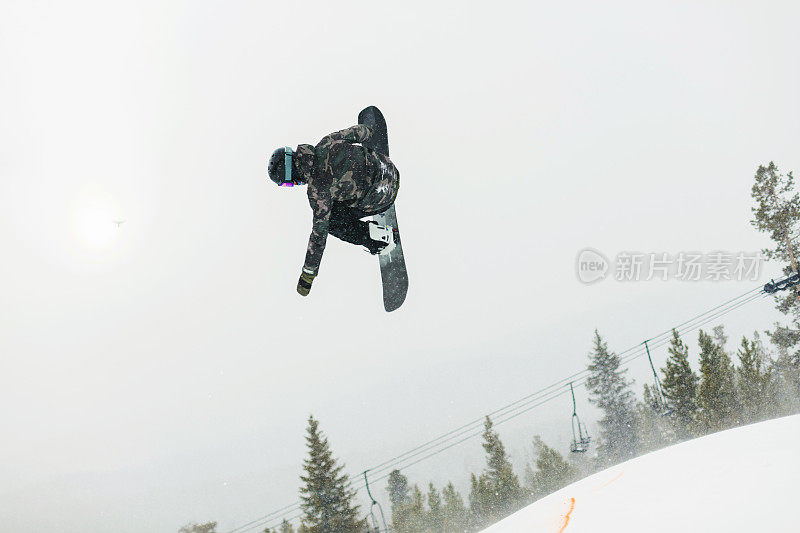 在科罗拉多州落基山脉的滑雪度假村小镇滑雪和单板滑雪活动