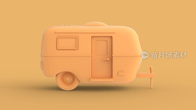 黄色旧露营拖车3d插图