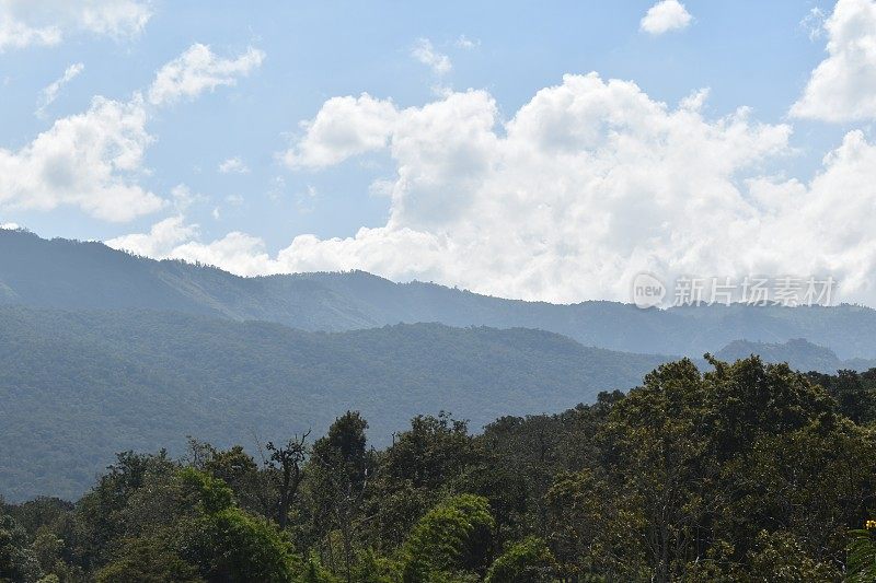 泰米尔纳德邦Nilgiri山的丘陵视图